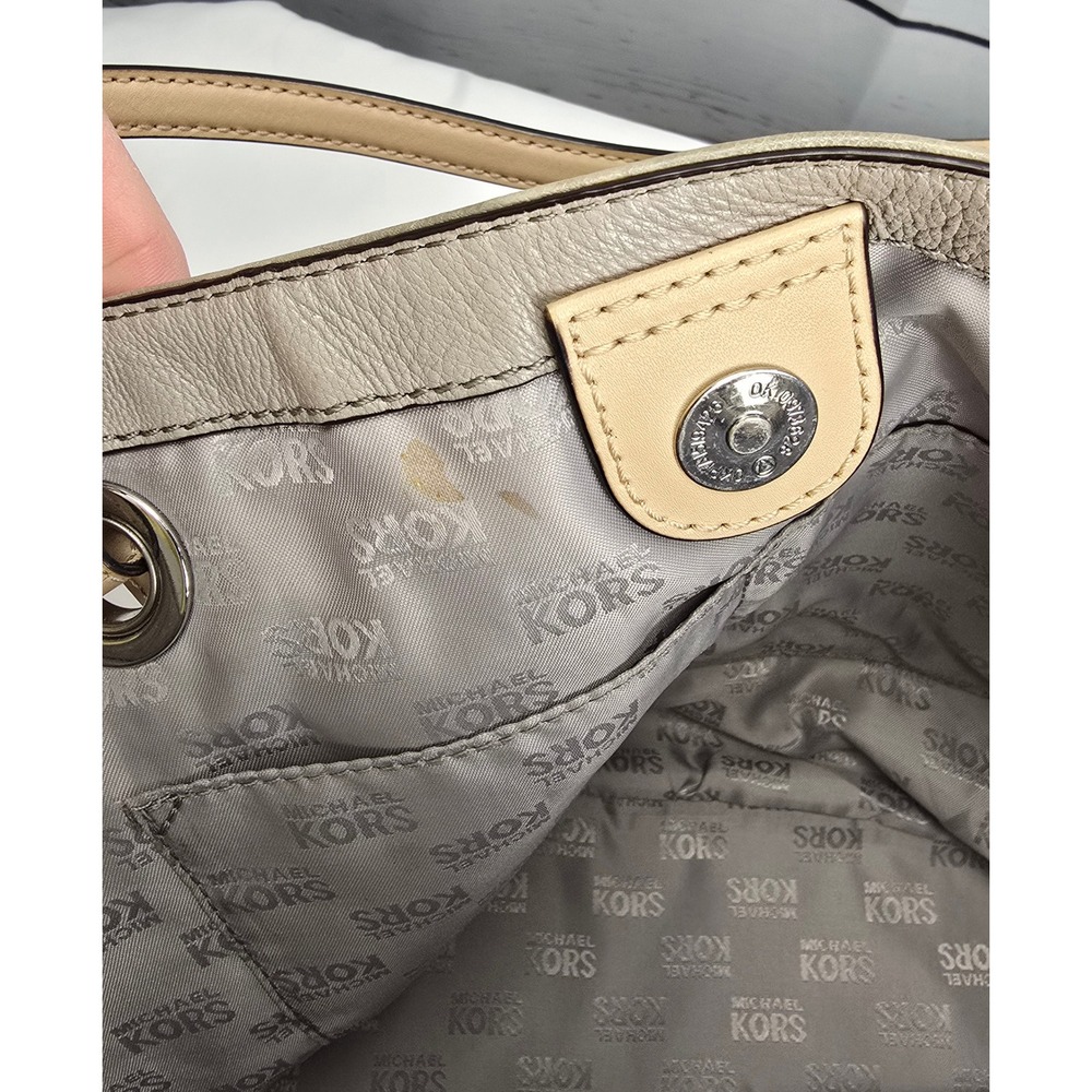 Michael Kors Bedford Gray Pebbled Leather Tote Shoulder Bag Silver Hardware - Picture 10 of 14